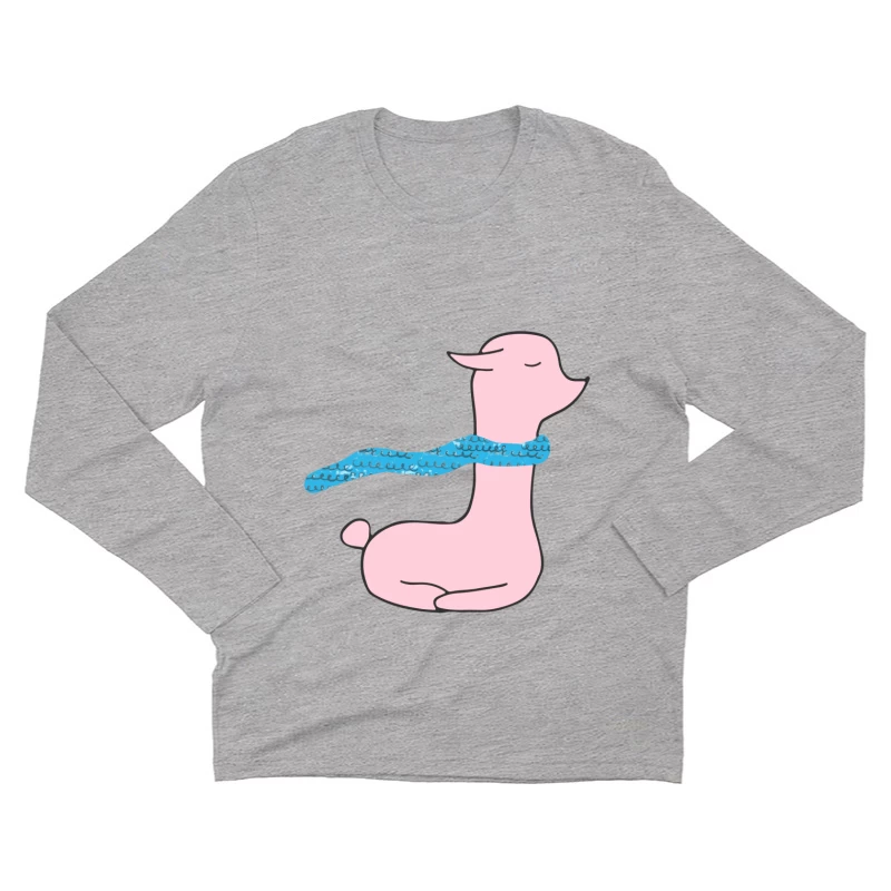 Lama mignon avec écharpe Homme Manches Longues T-Shirt