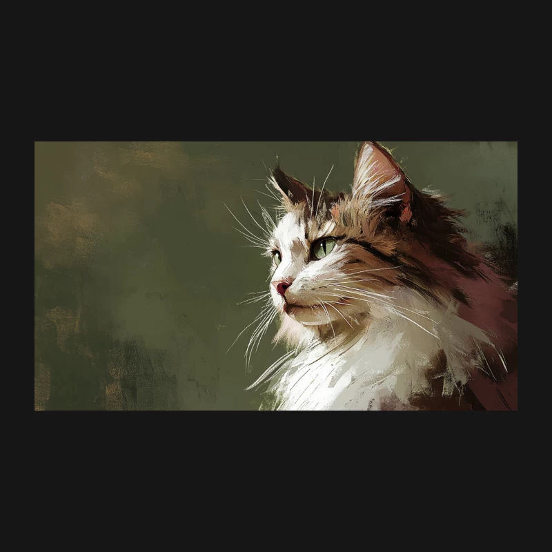 Majestic Feline Portrait: A Close-up of a Furry Cat Desk Mat