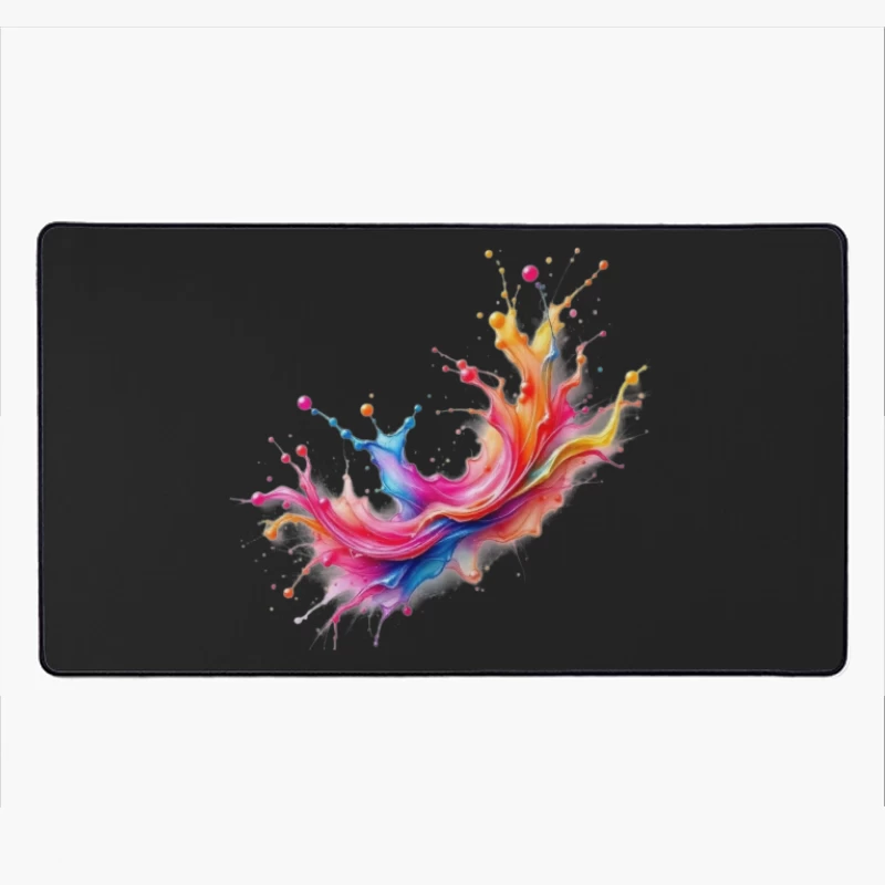 Vibrant Rainbow Watercolor Splash Abstract Desk Mat