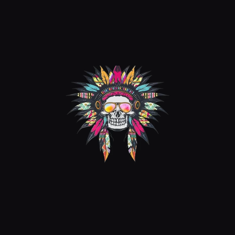 Colorful Skull with Headdress and Sunglasses iPhone Case