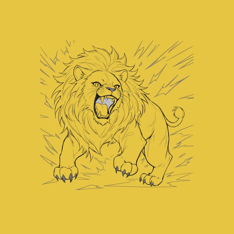 Fierce Roaring Lion Illustration