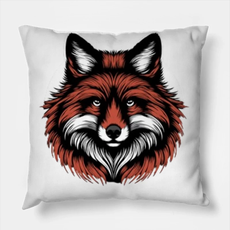 editable Dark Majestic Fox Throw Pillow