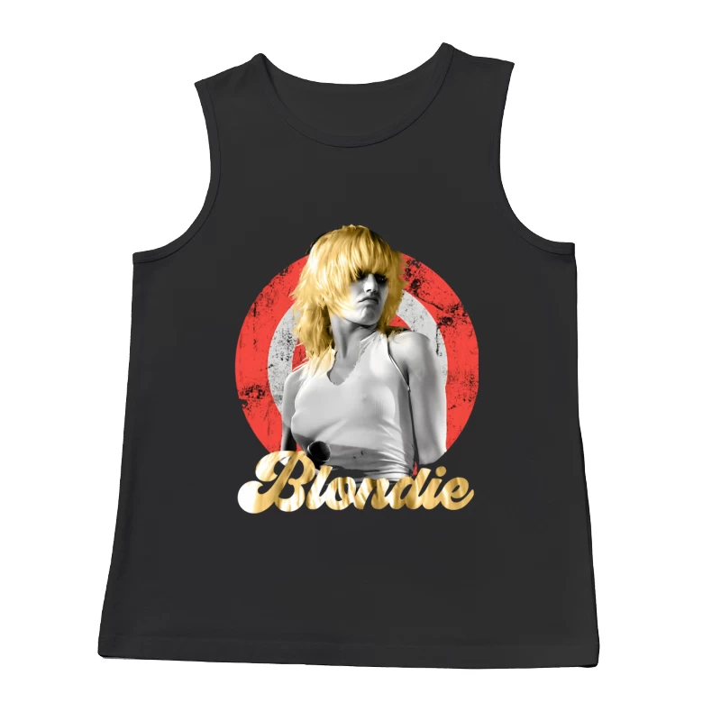 Stylized Music Portrait with Red Circle Backdrop Male Tank Top