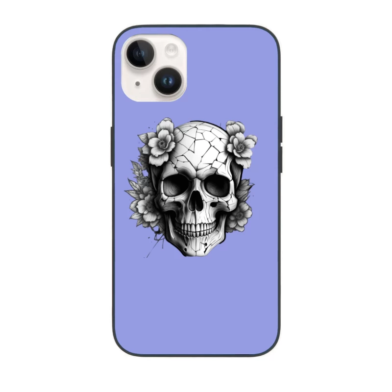 Cracked Skull with Flowers iPhone Case