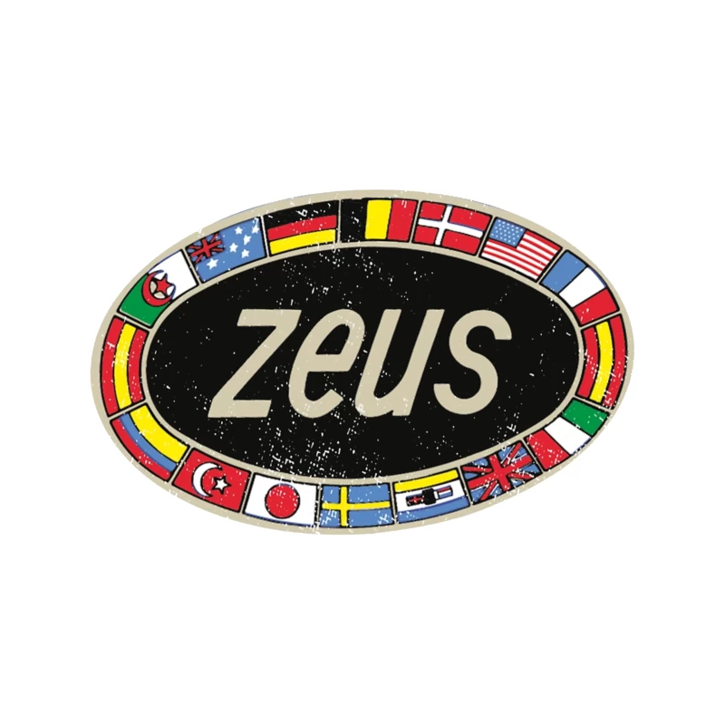 Zeus International Vintage Logo with National Flags Border Travel Mug