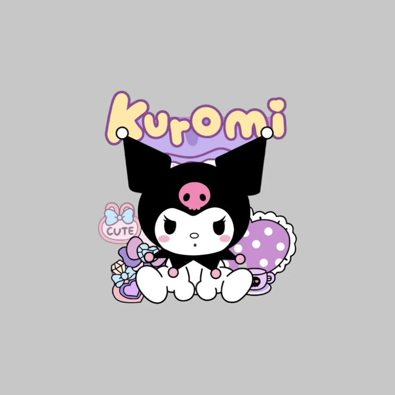 Süßes Kuromi-Design mit Bonbons Herren Langarm T-Shirt