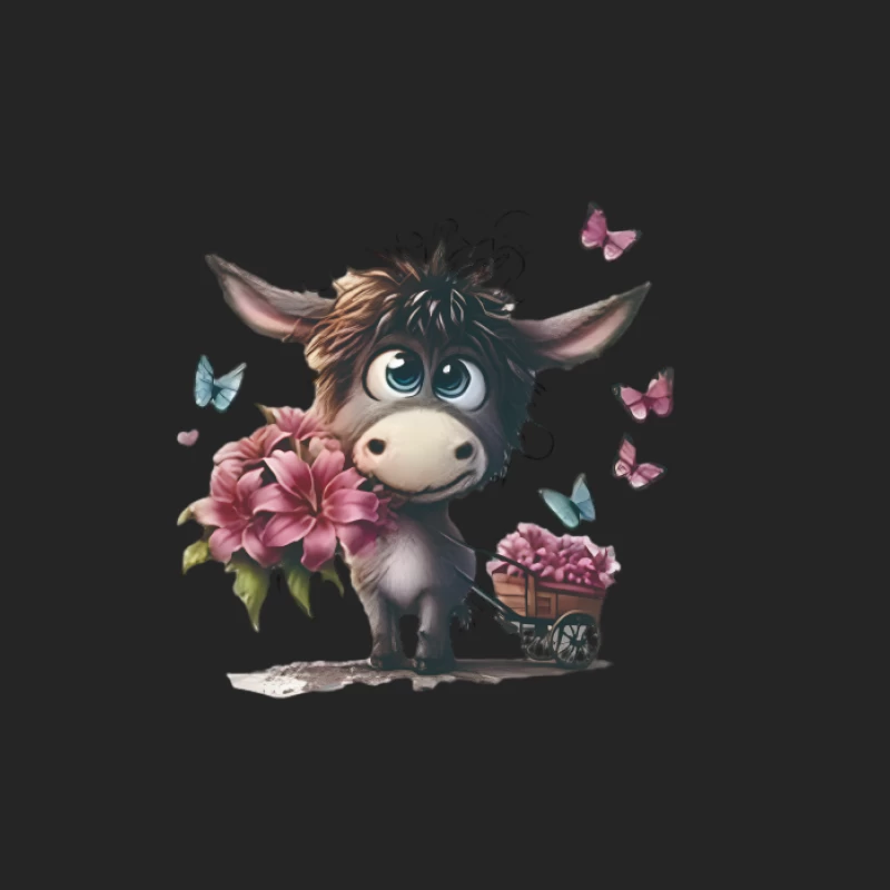 Süßer Esel mit Blumen und Schmetterlingen Herren Pullover Sweatshirt