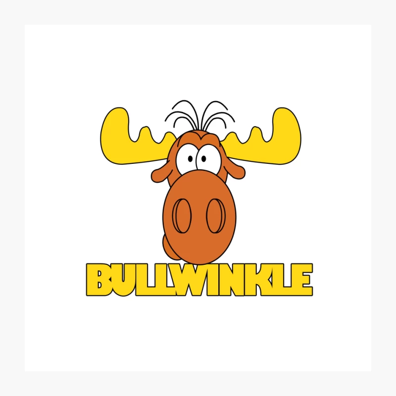 Bullwinkle Cartoon Moose Character with Yellow Text Pin