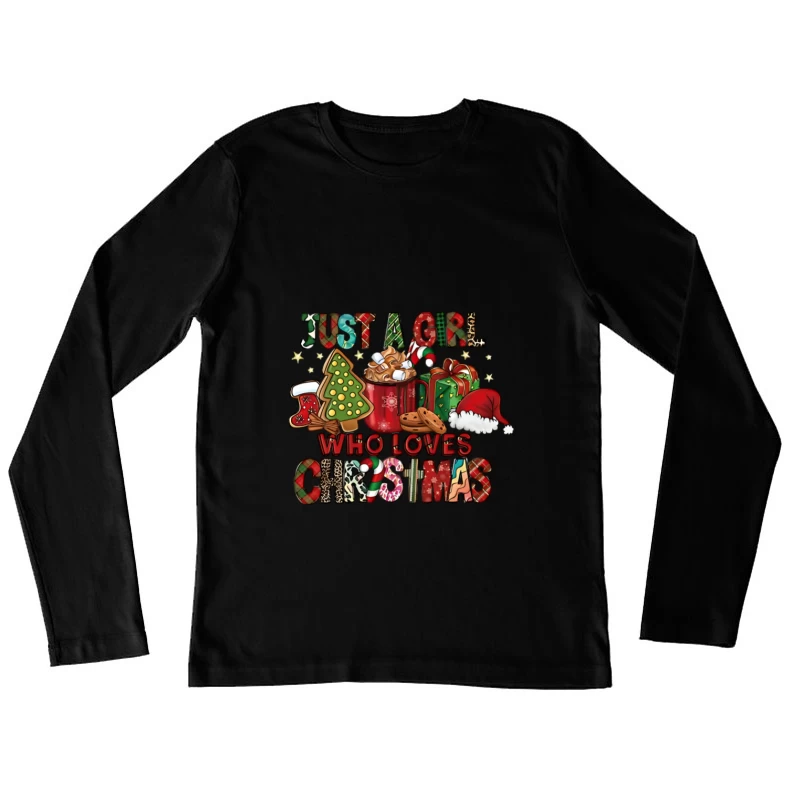 Weihnachtsfreude für Mädchen Damen Langarm T-Shirt