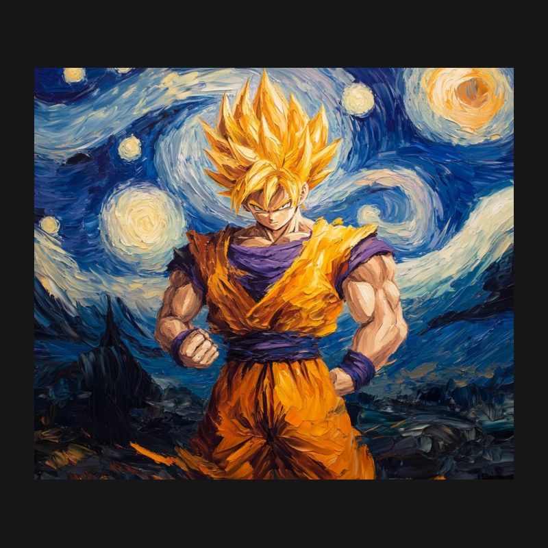 Dragon Ball Z Meets Starry Night: Goku in Van Gogh Style Mouse Pad