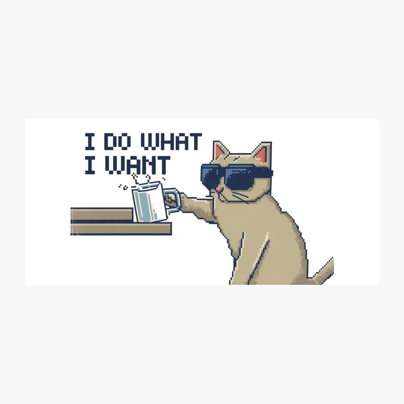 Cool Cat's Rebellious Pixel Coffee Break Coffee Mug