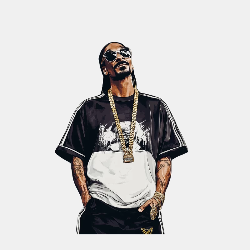 Stylized Portrait of Hip Hop Artist with Iconic Accessories Male Tank Top
