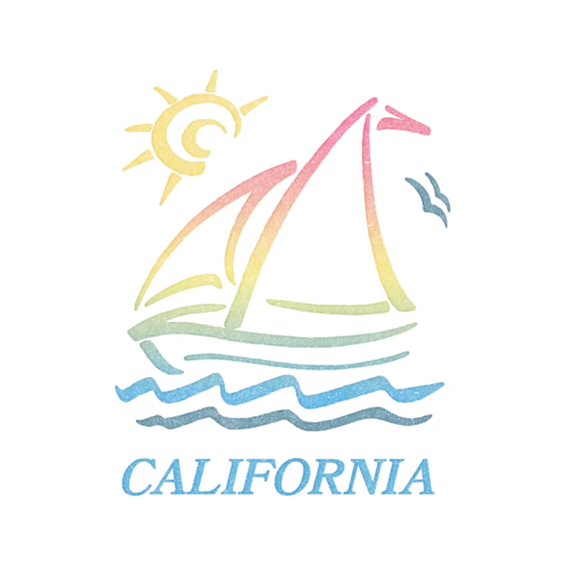 80s Vintage Style  California Aesthetic Sailboat Faded Design Tapestry