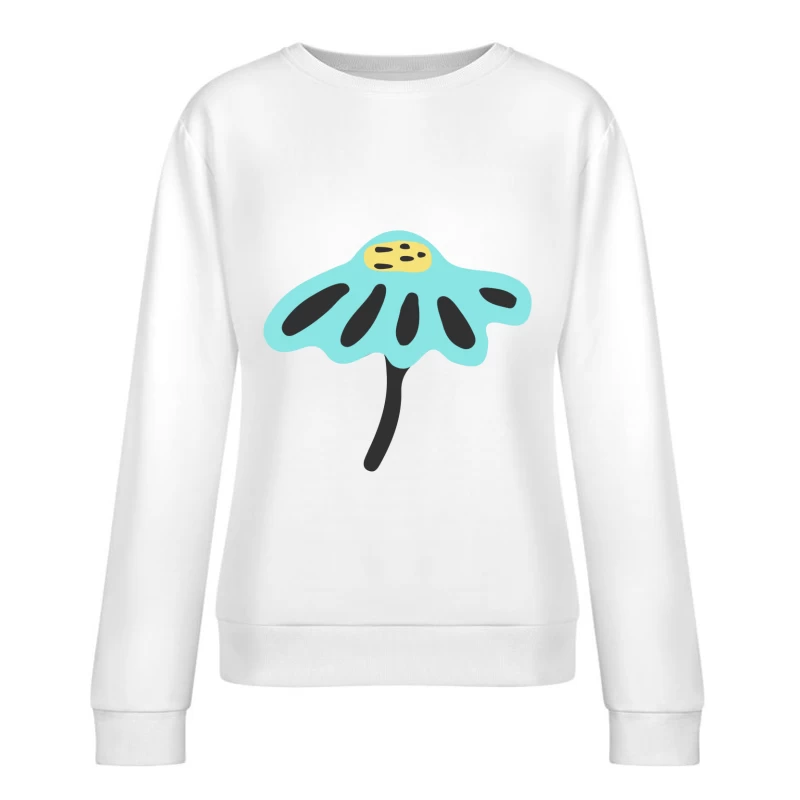 Fleur stylisée bleue avec centre jaune Femme Sweat-shirt à enfiler