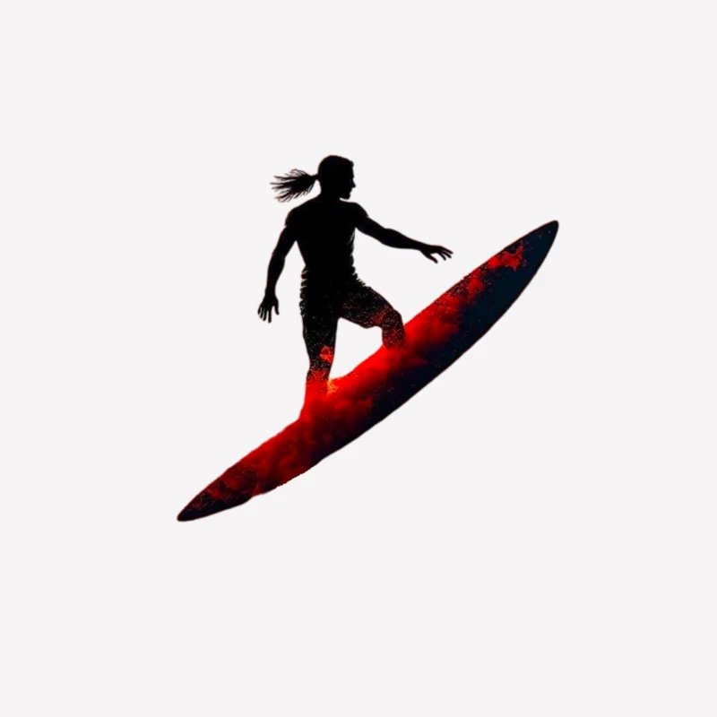 Dramatic Red Surfing Silhouette Art Male T-Shirt