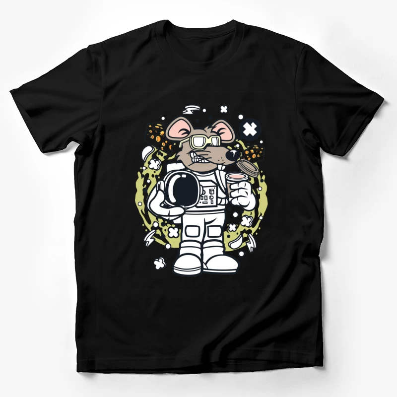 Rat astronaute avec café et casque Homme T-Shirt