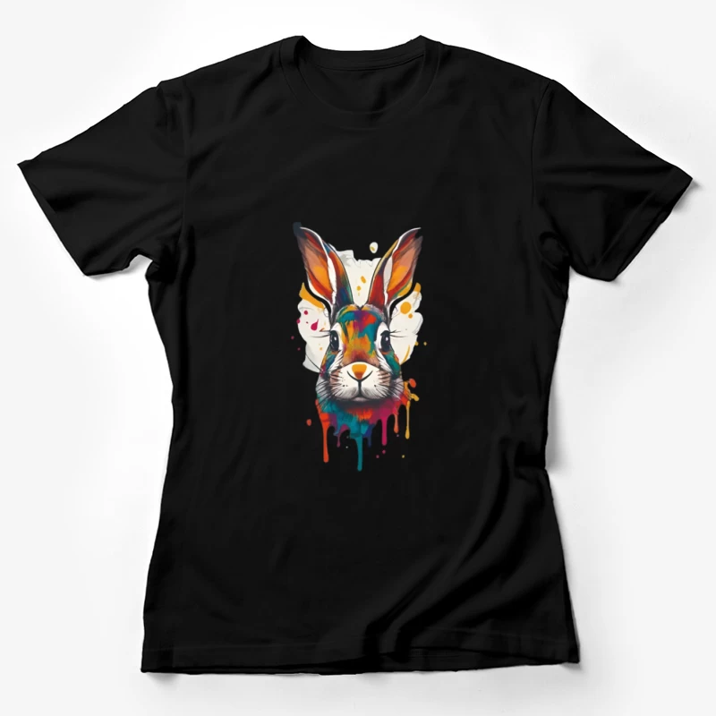 Bunte Kaninchenkunst mit Aquarelleffekten Damen T-Shirt