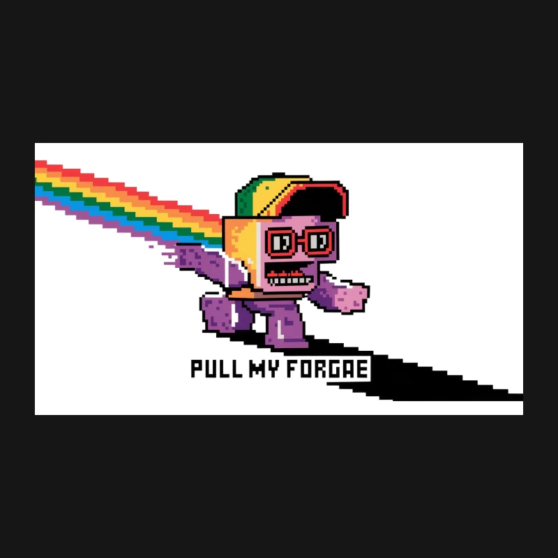 Retro Pixel Robot's Rainbow Meme: Pull My Forge Desk Mat