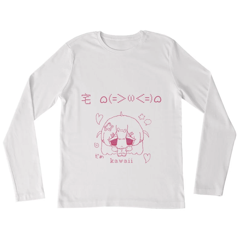 Süßes Anime-Mädchen Zeichnung Damen Langarm T-Shirt