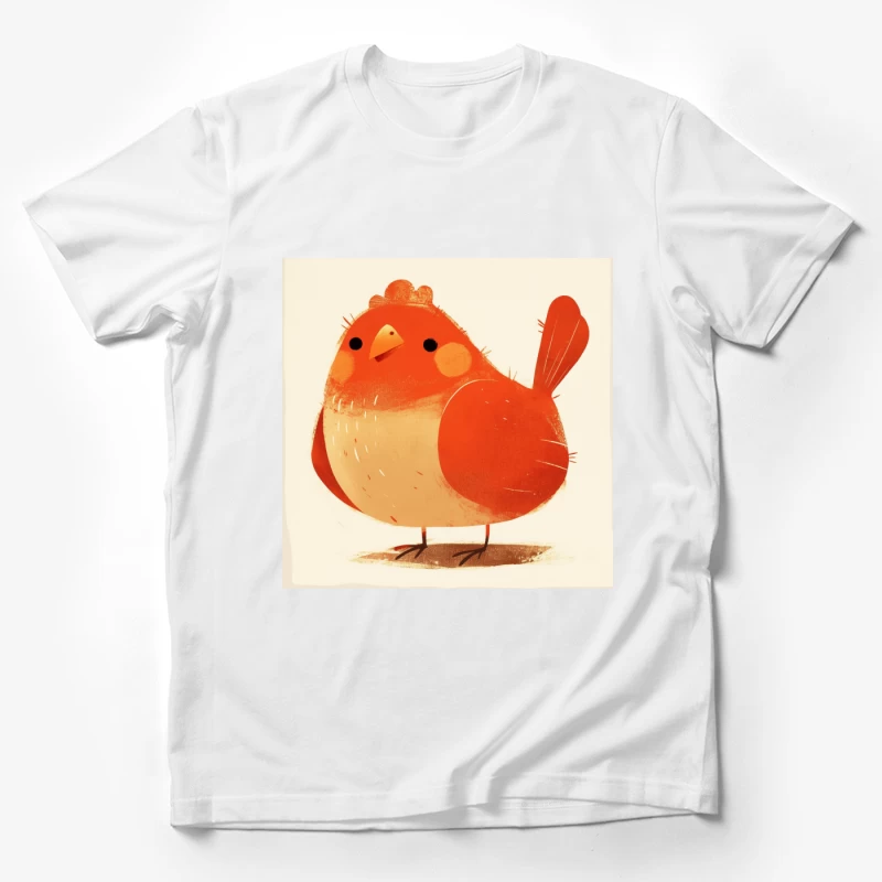 Cute Red Robin Bird Illustration Male T-Shirt