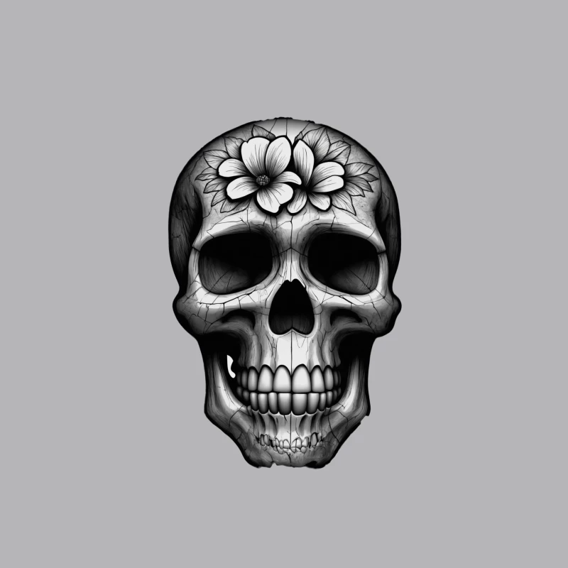 Floral Skull Illustration iPhone Case