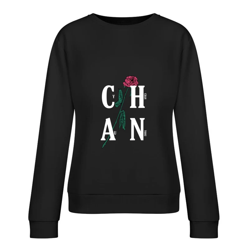 Rosenblumentextdesign Damen Pullover Sweatshirt