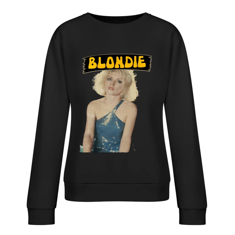 Vintage Blondie Band Promotional Portrait in Blue Dress Female Pullover Sweatshirt