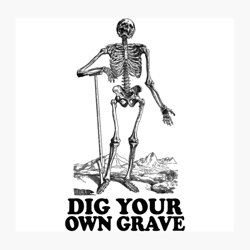 Dig Your Own Grave - Funny Skeleton Design Throw Pillow