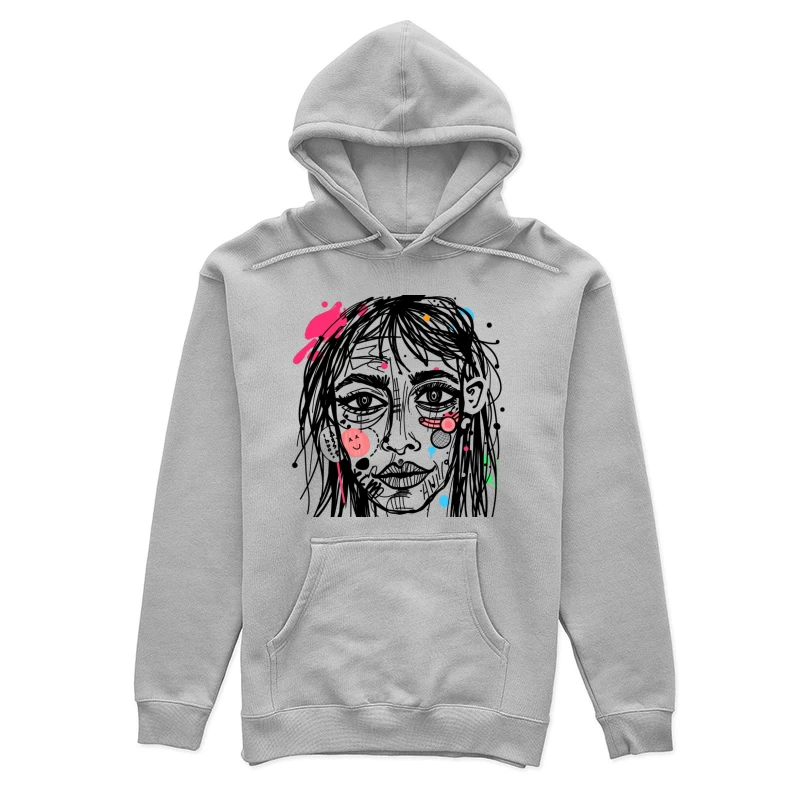 Abstract Colorful Face Illustration Female Pullover Hoodie