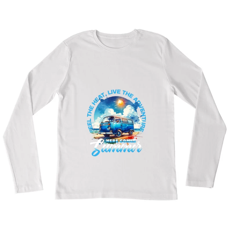 Aventure estivale avec van bleu Femme Manches Longues T-Shirt