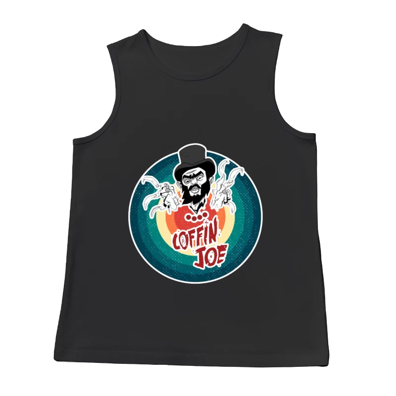 Coffin Joe: Retro Horror Logo with Bearded Character and Ghosts Male Tank Top