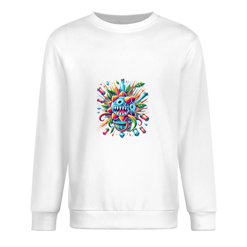 Vibrant Explosive Monster Graffiti Art Male Pullover Sweatshirt