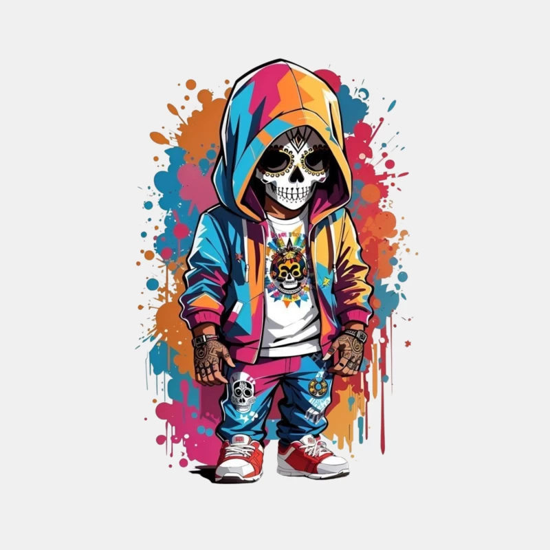Colorful Skeleton Character in Streetwear Male Tank Top