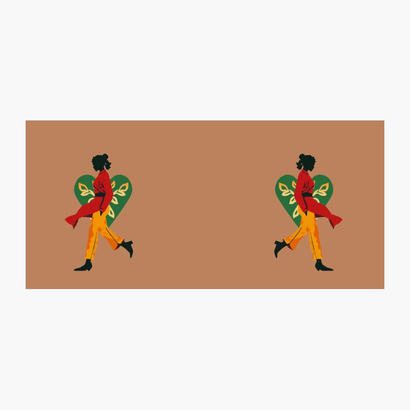 Symmetrical African Dancers with Vibrant Colors and Leaf Motifs Coffee Mug