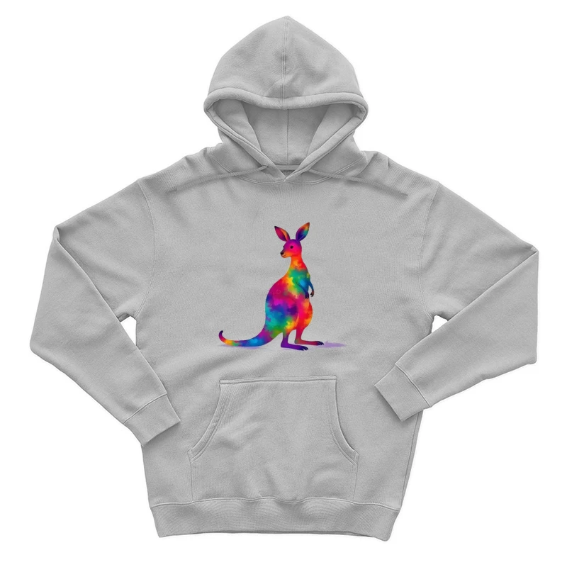 Rainbow Watercolor Kangaroo Art Male Pullover Hoodie