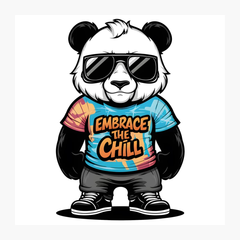 Cool Cartoon Panda in Tie-Dye "Embrace the Chill" Streetwear Pin
