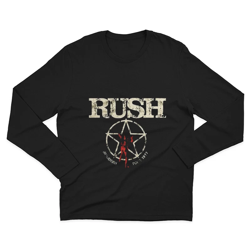 Rush Band Vintage Logo with Pentagram Star Design Male Long Sleeve T-Shirt