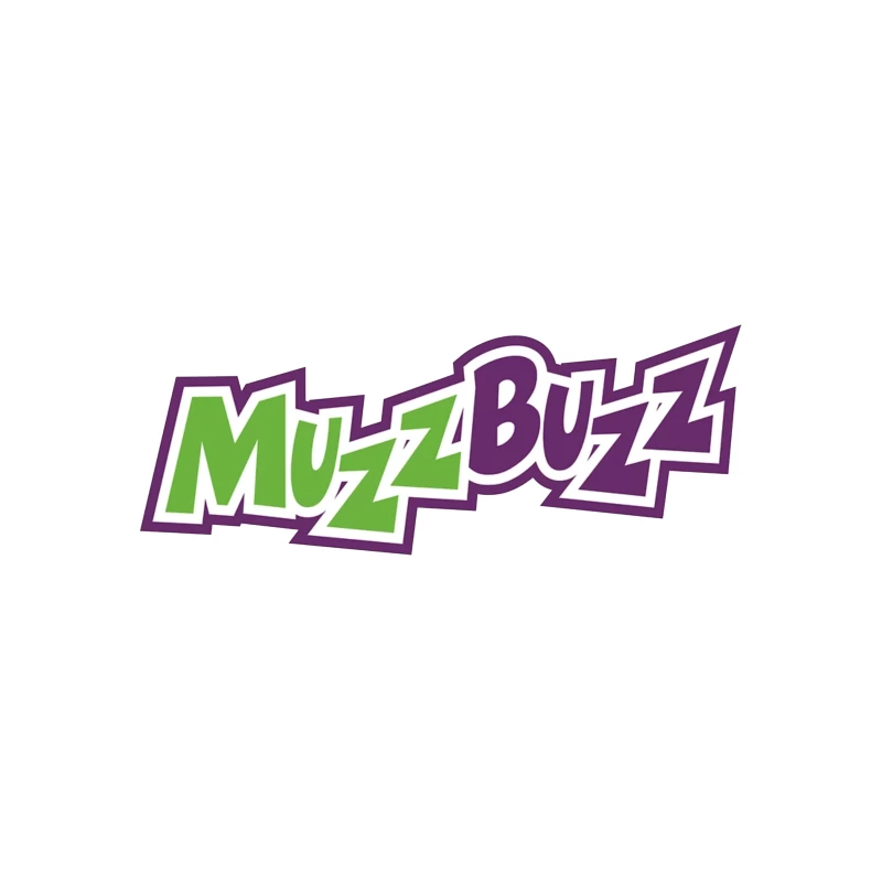 Muzz Buzz Beverage Brand Logo in Green and Purple Coffee Mug