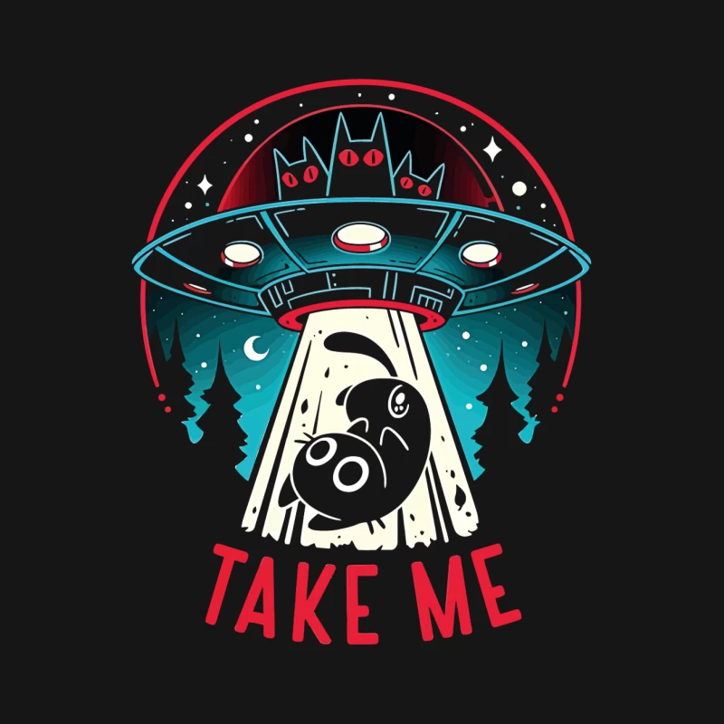 Take Me – UFO & Cat Abduction Whimsy Female T-Shirt