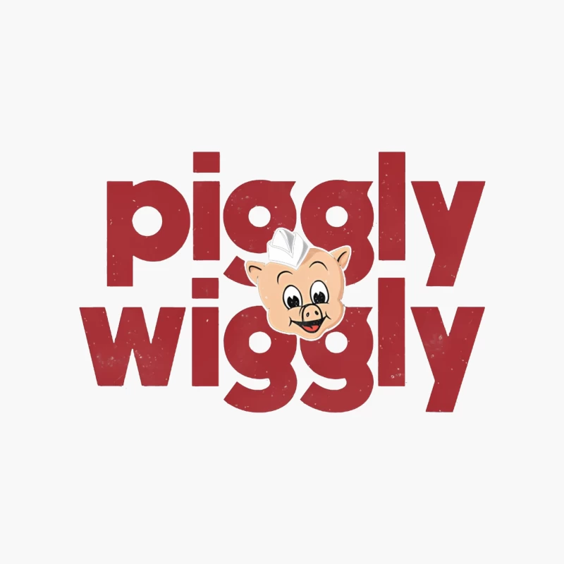 Vintage Piggly Wiggly Supermarket Logo with Cartoon Pig Cotton Tote Bag