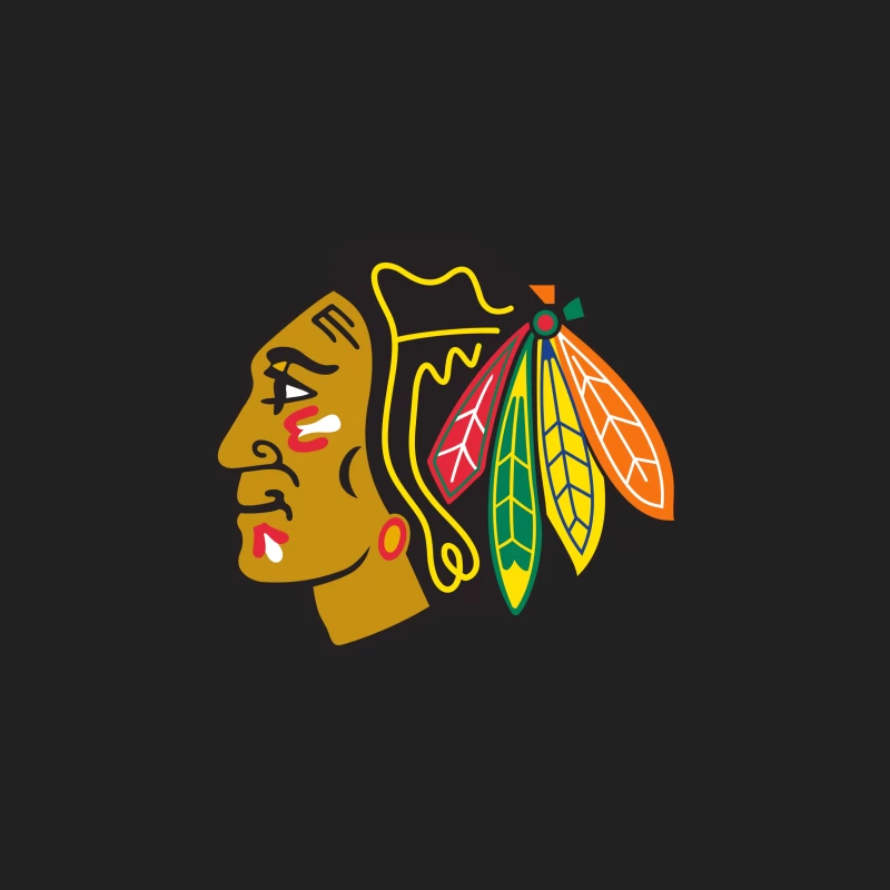 Chicago Blackhawks NHL Team Logo with Native American Design Bucket Hat