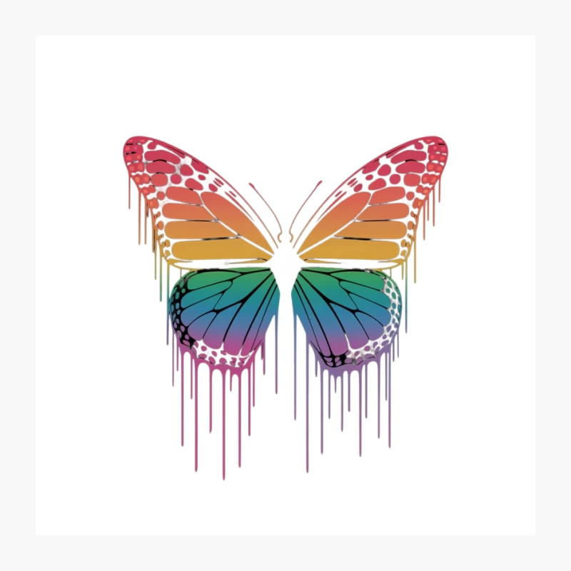 Rainbow Butterfly: A Dripping Pride Symbol in Abstract Art Pin