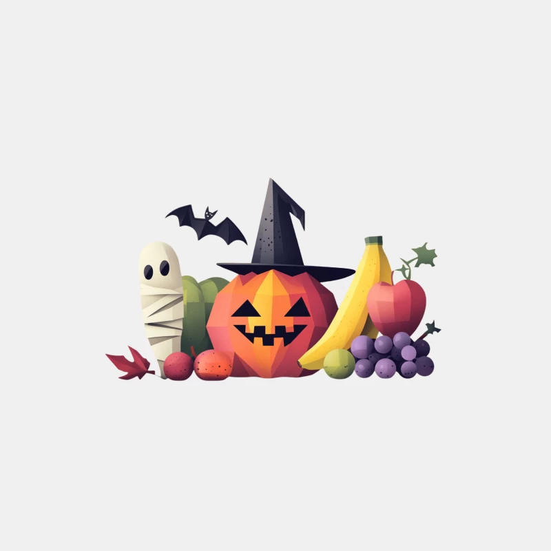 Halloween Cartoon with Pumpkin, Ghost and Fruits Male Tank Top
