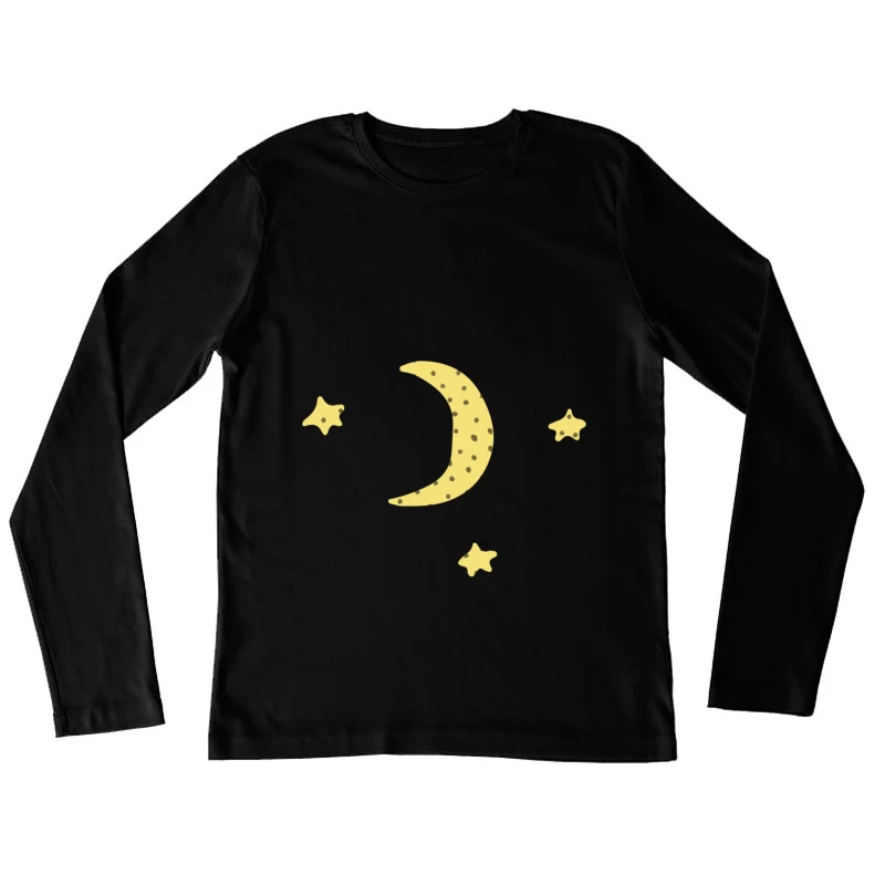 Croissant de Lune Amusant avec Étoiles Femme Manches Longues T-Shirt