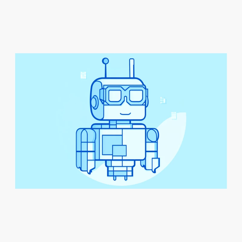Cute Blue Cartoon Robot Illustration: AI Technology Travel Mug