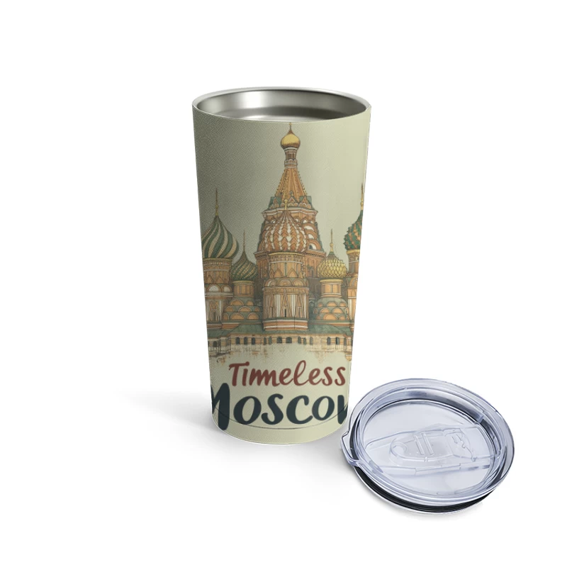 Timeless Moscow: Iconic St. Basil's Cathedral Illustration Travel Mug