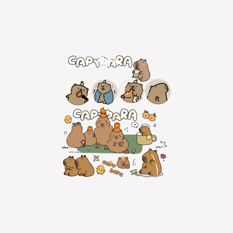 Süße Capybara-Karikaturen Herren T-Shirt