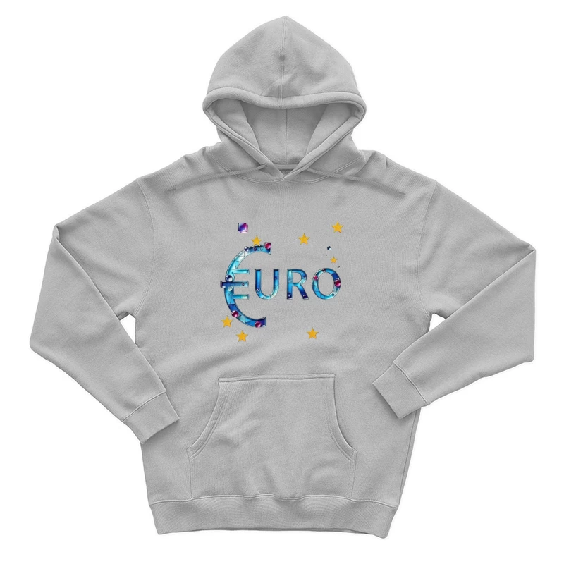 Decorative Crystal Euro Symbol with European Stars Male Pullover Hoodie