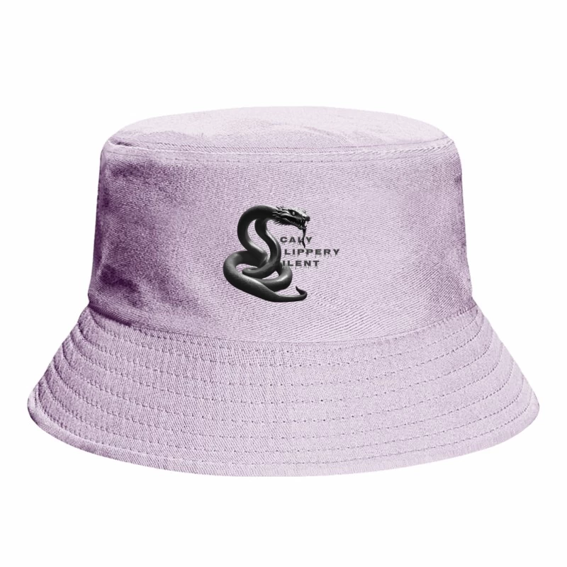 Dark Monochrome Snake with Dripping Text Design Bucket Hat