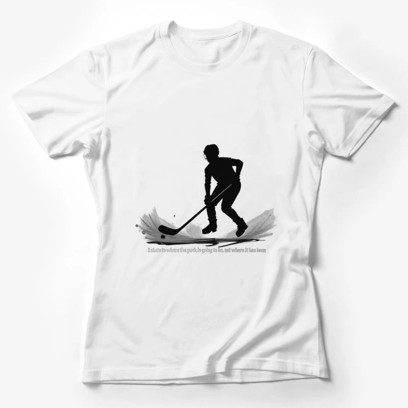 Dynamic Hockey Player Silhouette with Motivational Quote Female T-Shirt